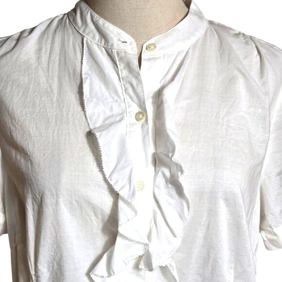 L.L. Bean White Puff Sleeve Sheer Ruffled Blouse - Picture 2 of 6